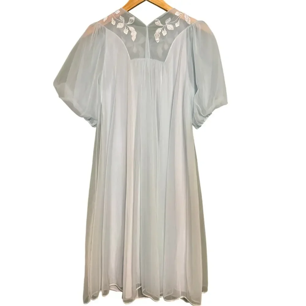 Vintage Formfit Rogers Baby Blue Sheer Chiffon Peignoir Robe